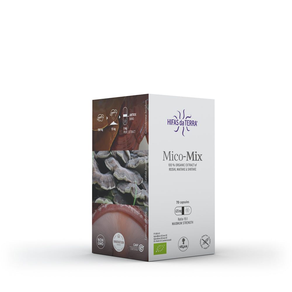 Mico-Mix – Extrait pur biologique de Reishi, Maitake et Shiitake -70 gélules