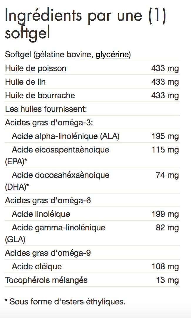 Omega 3-6-9 - 60 gel - (Facultés cérébrales, cardiovaculaire, cholestérol et peau)