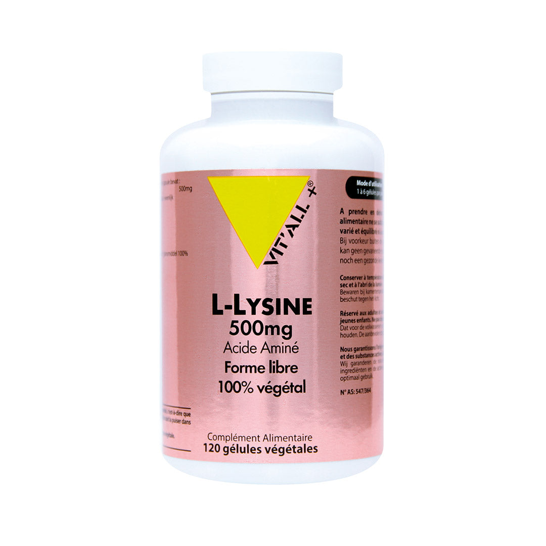 L-Lysine 500 mg -120 gélules - Aide à la synthèse des muscles.
