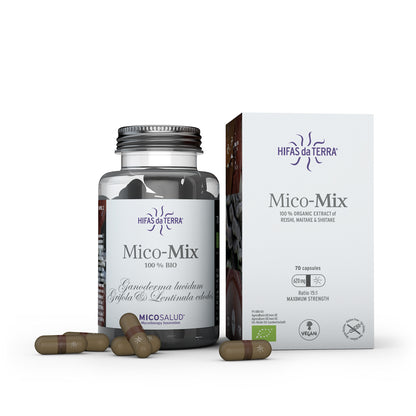 Mico-Mix – Extrait pur biologique de Reishi, Maitake et Shiitake -70 gélules